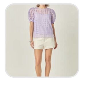 English Factory Lilac Puff Sleeve Blouse